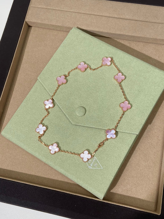 [Regalia Jewelry]CLOVER 10 MOTIFS PINK NECKLACE