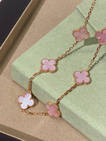 [Regalia Jewelry]CLOVER 10 MOTIFS PINK NECKLACE