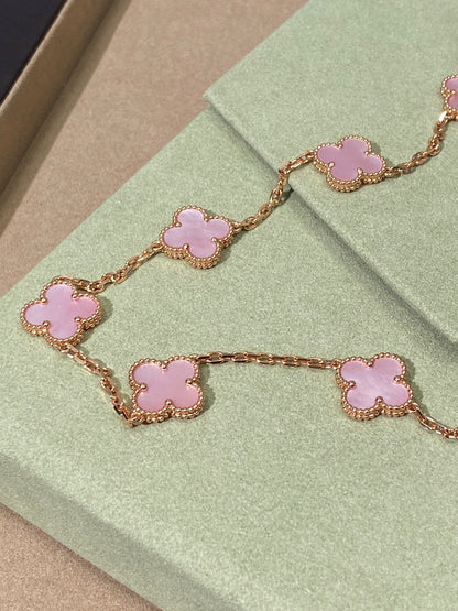 [Regalia Jewelry]CLOVER 10 MOTIFS PINK NECKLACE