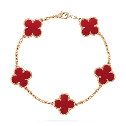 [Regalia Jewelry]CLOVER 5 MOTIFS RED AGATE  BRACELET