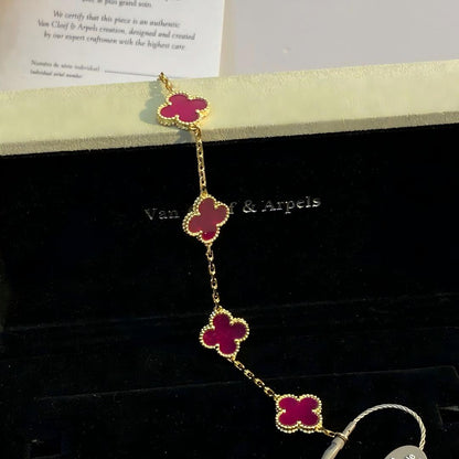 [Regalia Jewelry]CLOVER 5 MOTIFS PINK ENAMEL BRACELET