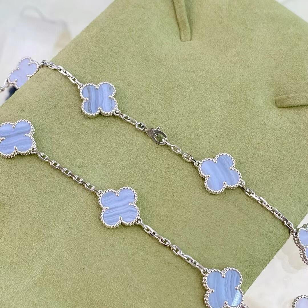 [Regalia Jewelry]CLOVER 10 MOTIFS PURPLE CHALCEDONY NECKLACE