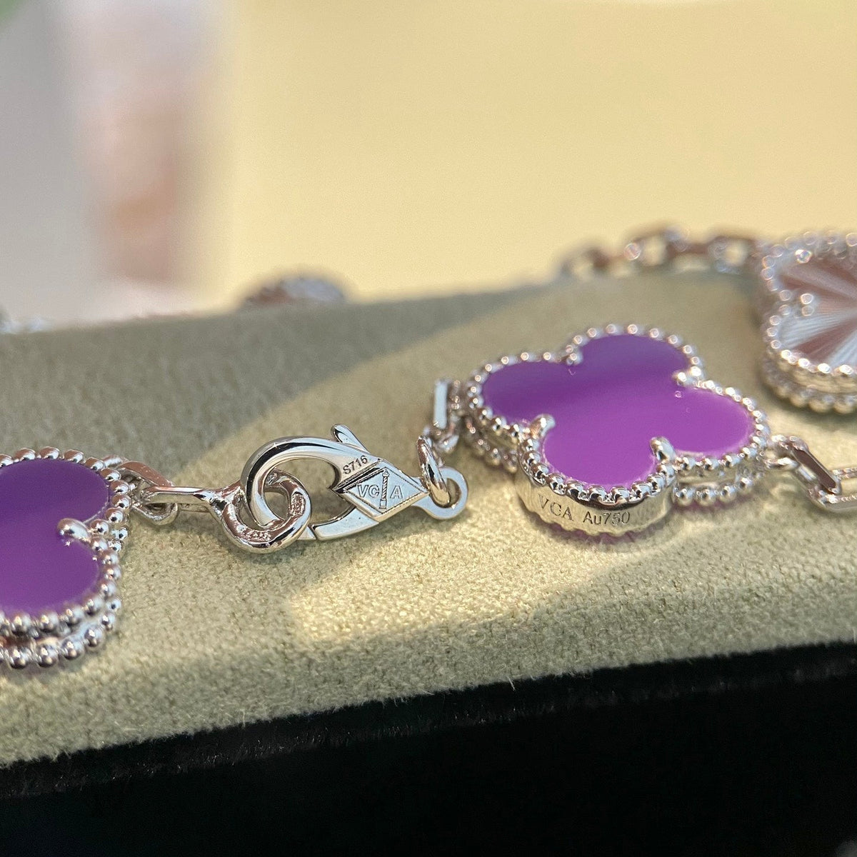 [Regalia Jewelry]CLOVER  5 MOTIFS  PURPLE VIOLET BRACELET SILVER