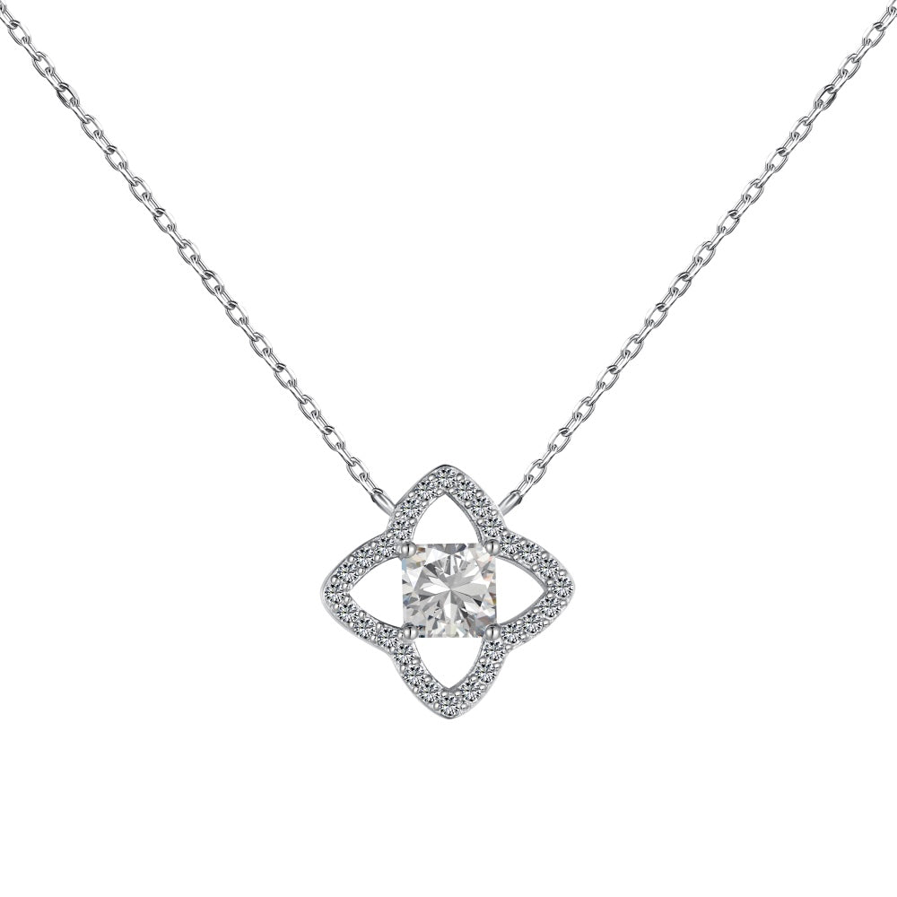 [Regalia Jewelry]Exquisite Flower Shape Princess Cut Necklace