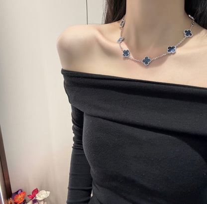 [Regalia Jewelry]CLOVER 10 MOTIFS BIDE STONE NECKLACE