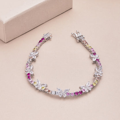 [Regalia Jewelry]Ornate Colorful Butterfly Shape Round Cut Daily Bracelet