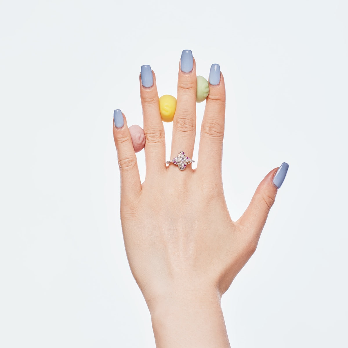 [Regalia Jewelry]Luxurious Colorful Flower Shape Banquet Ring