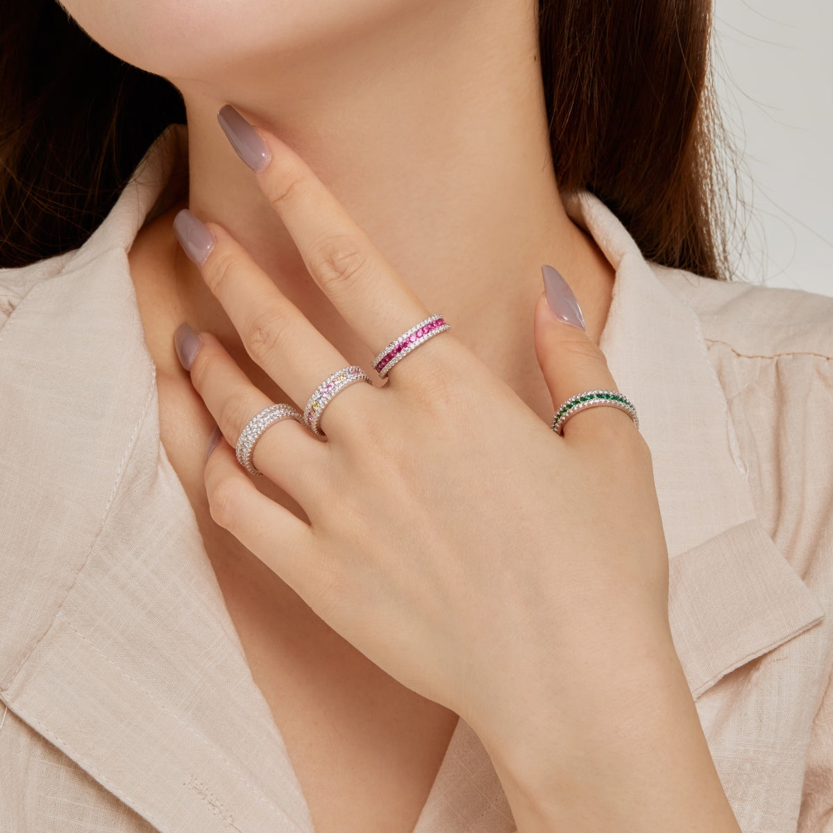 [Regalia Jewelry]Delicate Colorful Round Cut Daily Ring