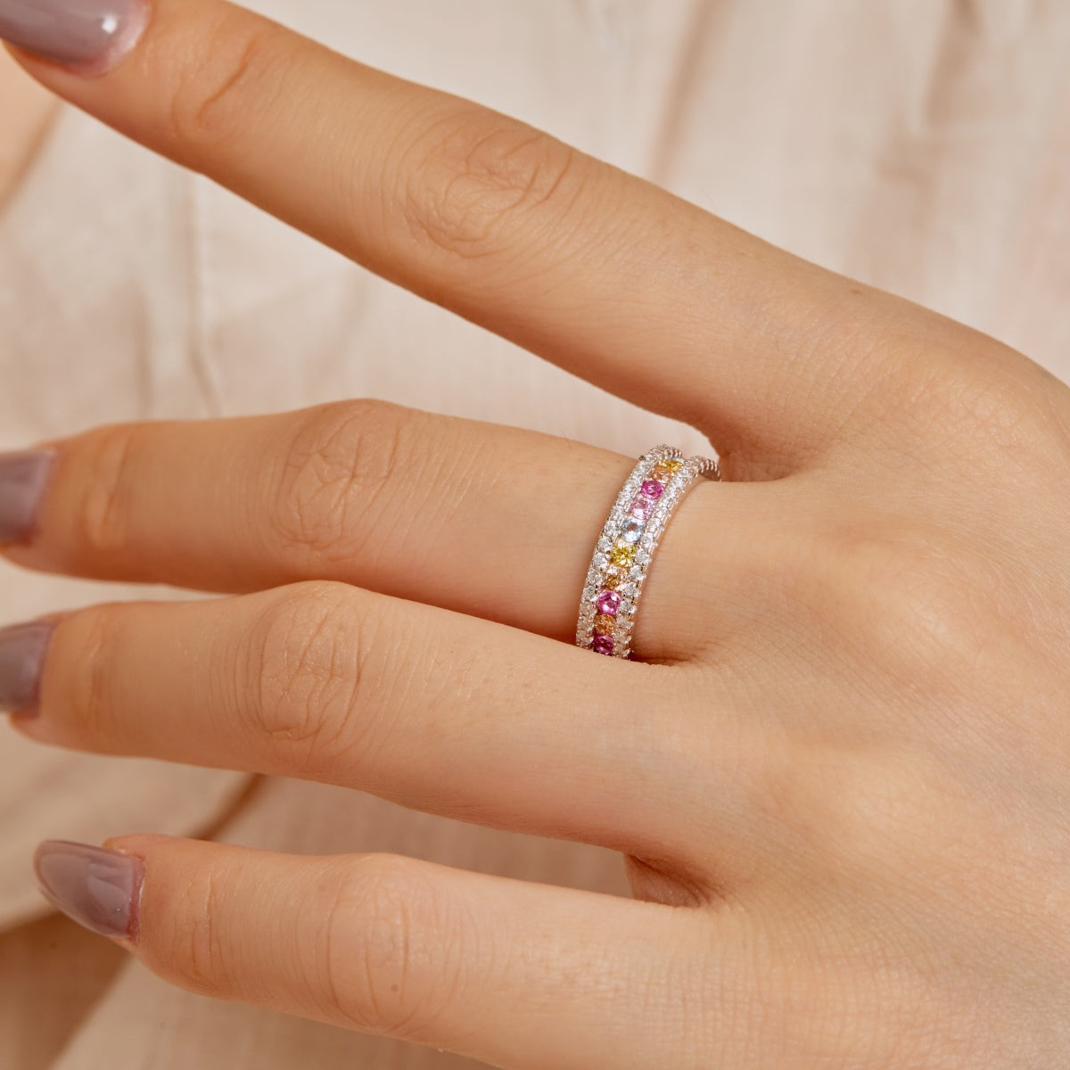 [Regalia Jewelry]Delicate Colorful Round Cut Daily Ring