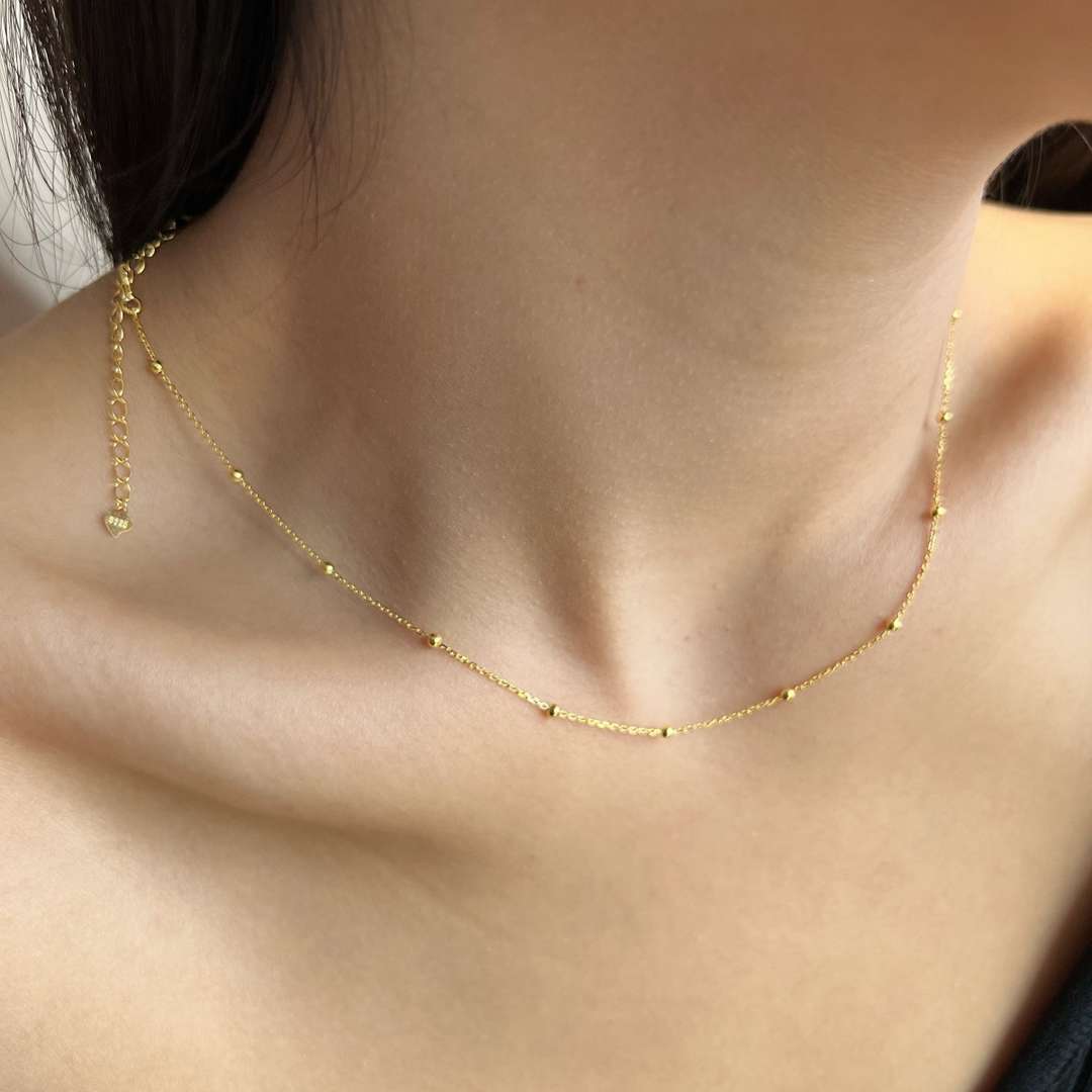 [Regalia Jewelry]Small Bead Clavicle Chain Simple Necklace