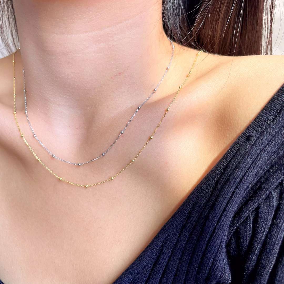 [Regalia Jewelry]Small Bead Clavicle Chain Simple Necklace
