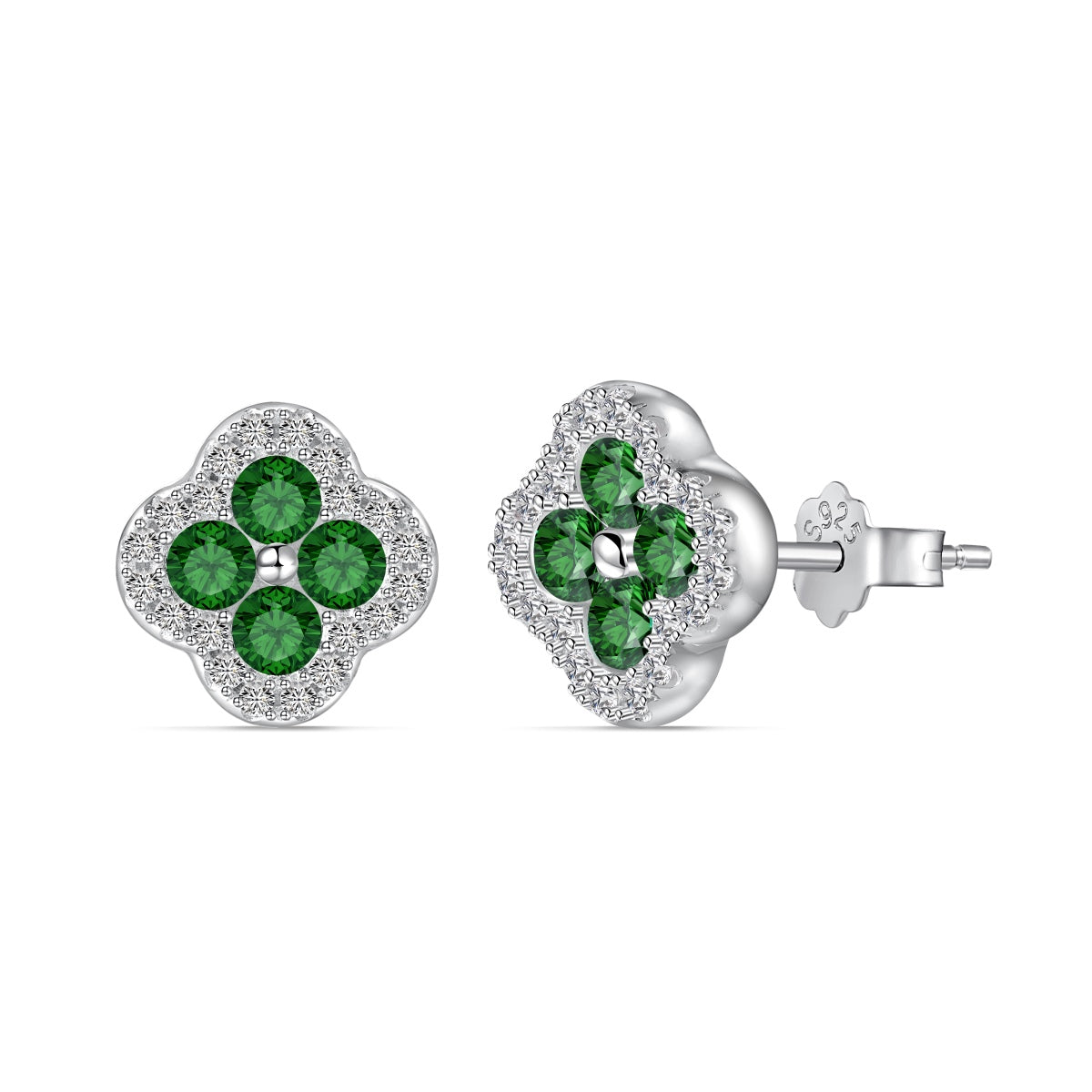 [Regalia Jewelry]Four-Leaf Clover Flower Shaped Earrings