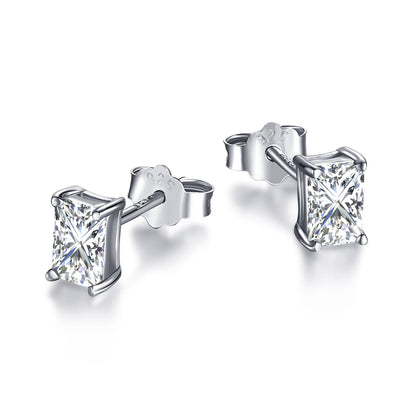 [Regalia Jewelry]Stylish Shiny Rectangular Center Stone Stud Earrings
