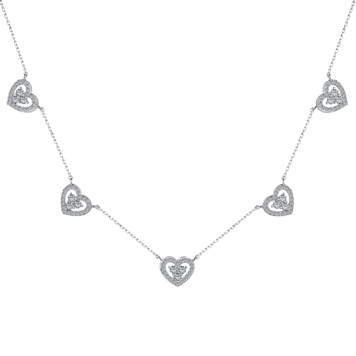 [Regalia Jewelry]Sparkling Five Heart Necklace