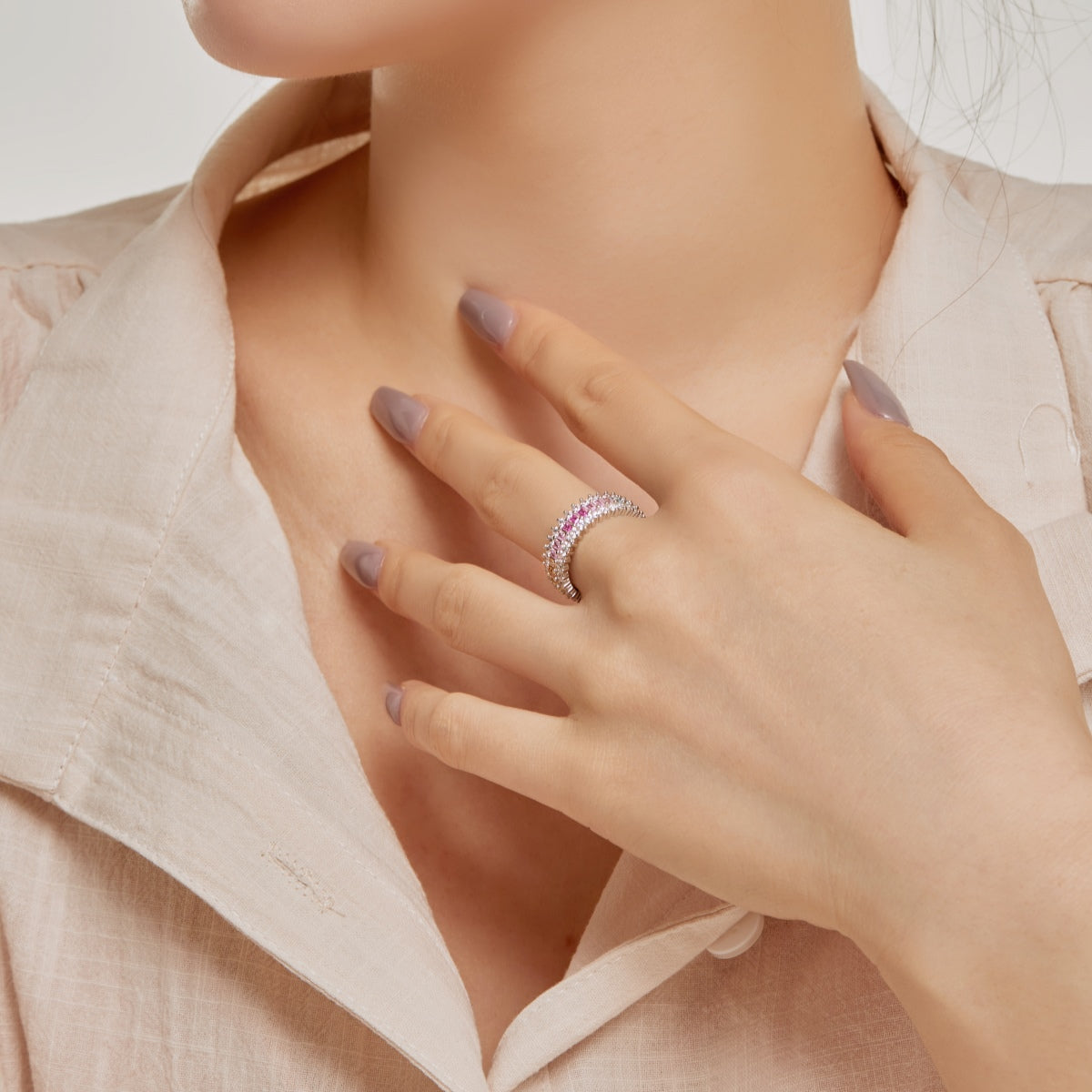[Regalia Jewelry]Ornate Colorful Radiant Cut Daily Ring