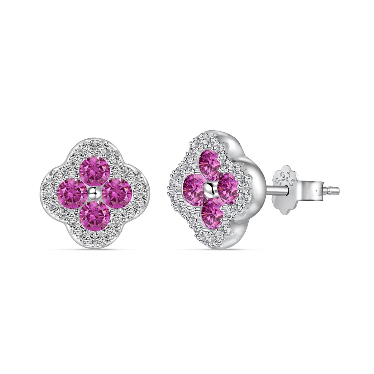 [Regalia Jewelry]Four-Leaf Clover Flower Shaped Earrings