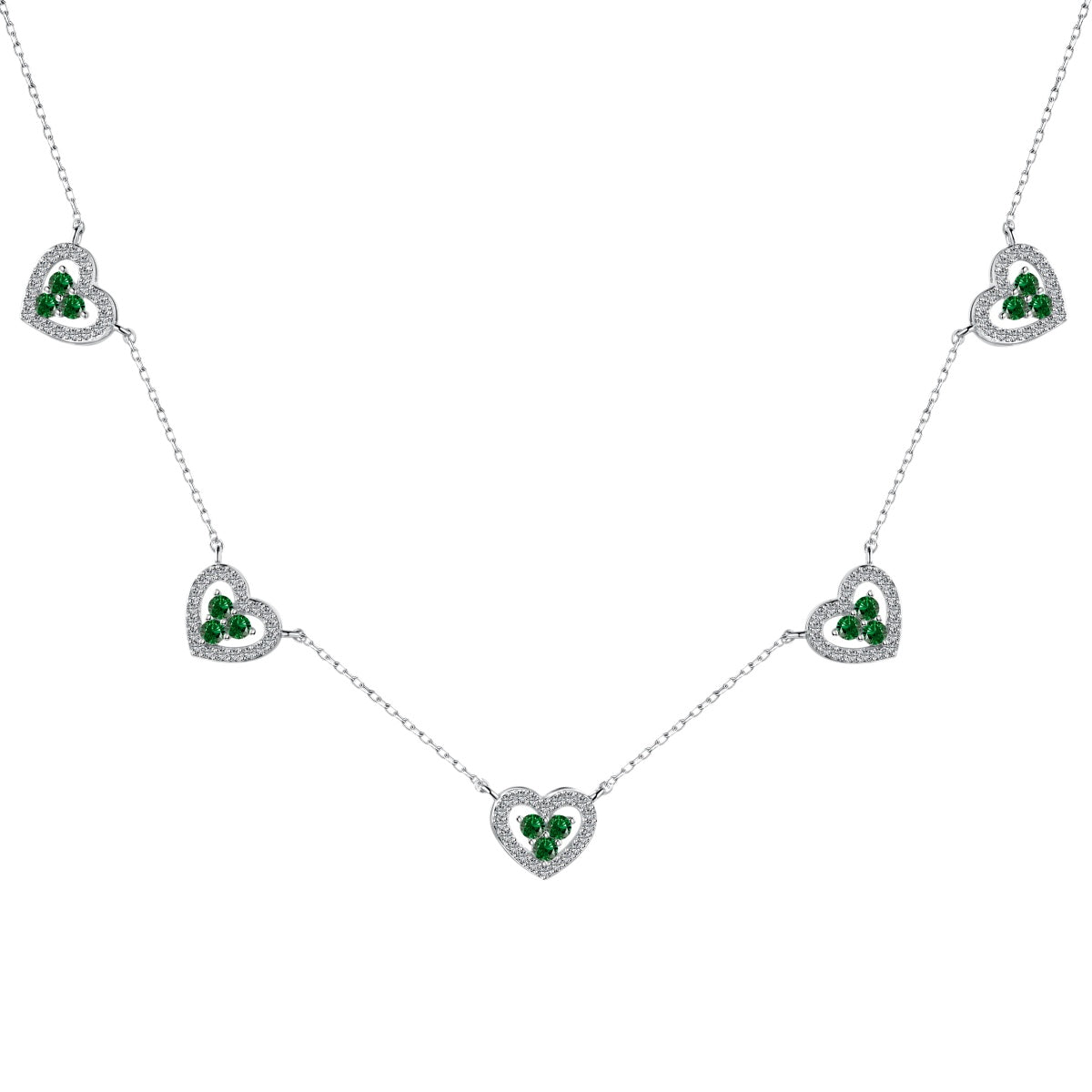 [Regalia Jewelry]Sparkling Five Heart Necklace