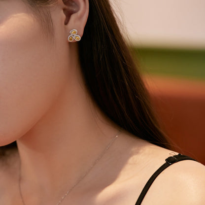 [Regalia Jewelry]Ornate Flower Shape Pear Cut Lover Earrings