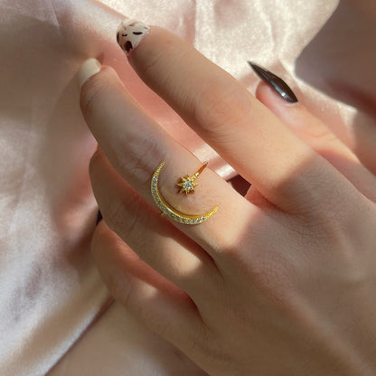 [Regalia Jewelry]Eternity Moon & Star Ring