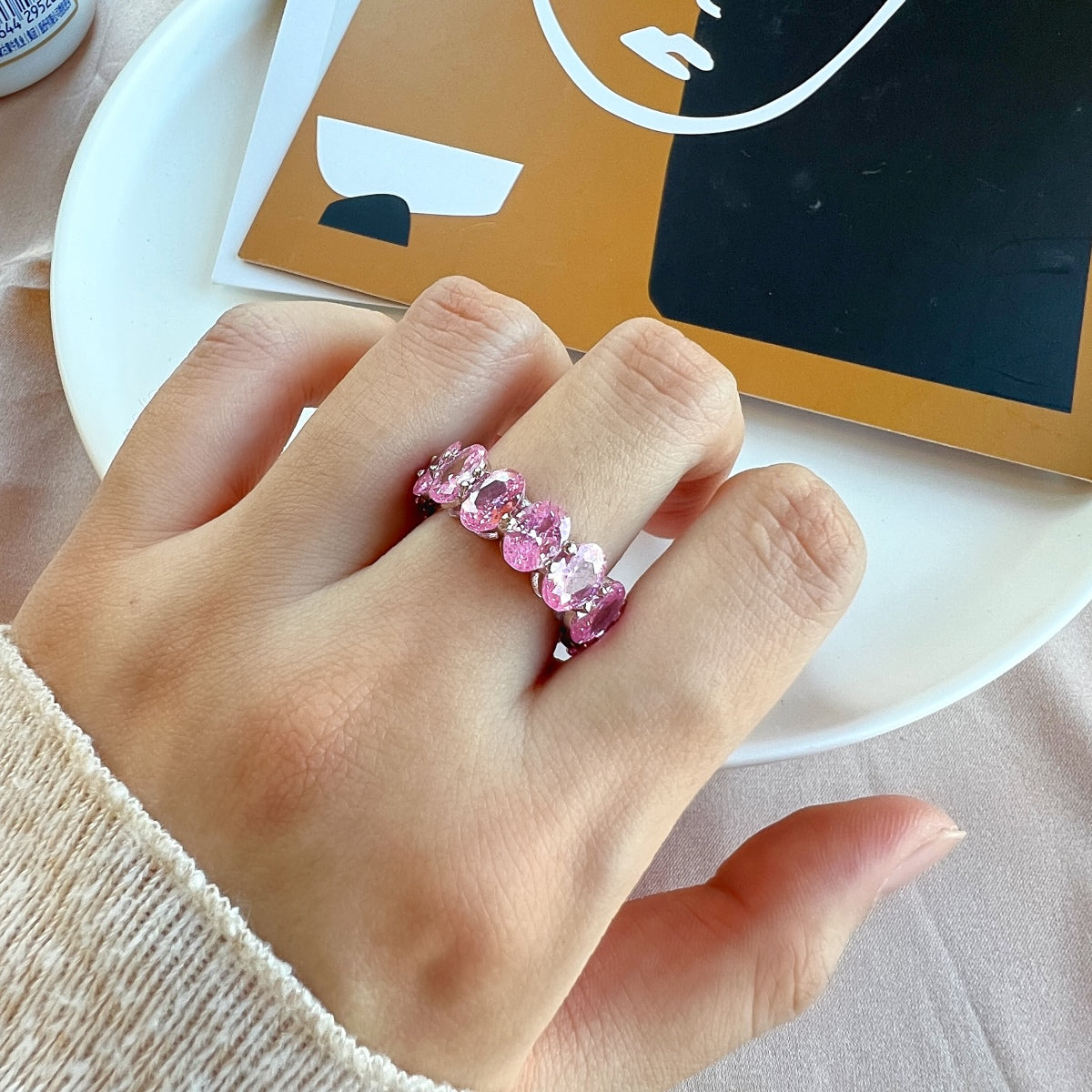 [Regalia Jewelry]Dainty Elongated Cushion Cut Tennis Ring