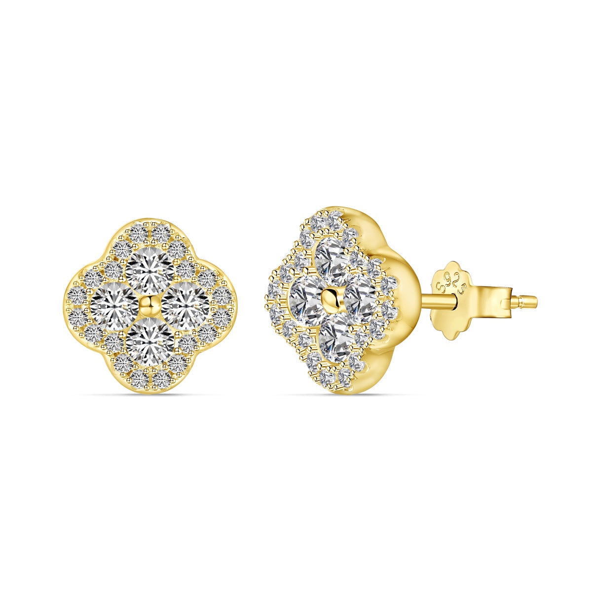 [Regalia Jewelry]Four-Leaf Clover Flower Shaped Earrings