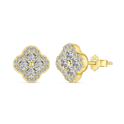 [Regalia Jewelry]Four-Leaf Clover Flower Shaped Earrings