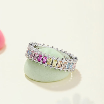 [Regalia Jewelry]Splashy Ornate Emerald Cut Cocktail Ring