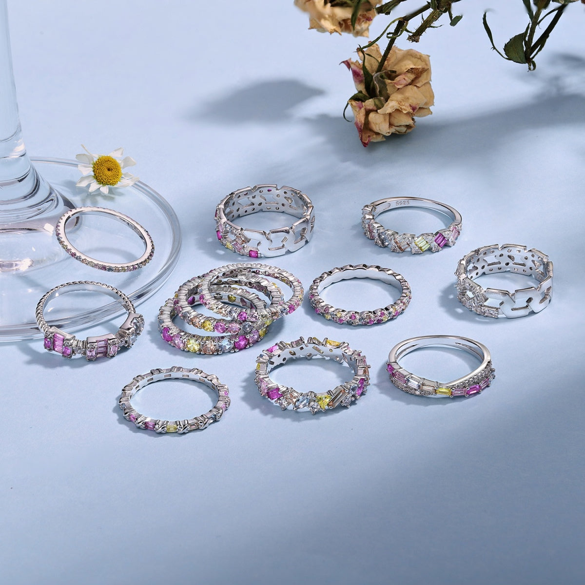 [Regalia Jewelry]Dazzling Polychromatic Multi cut Daily Ring