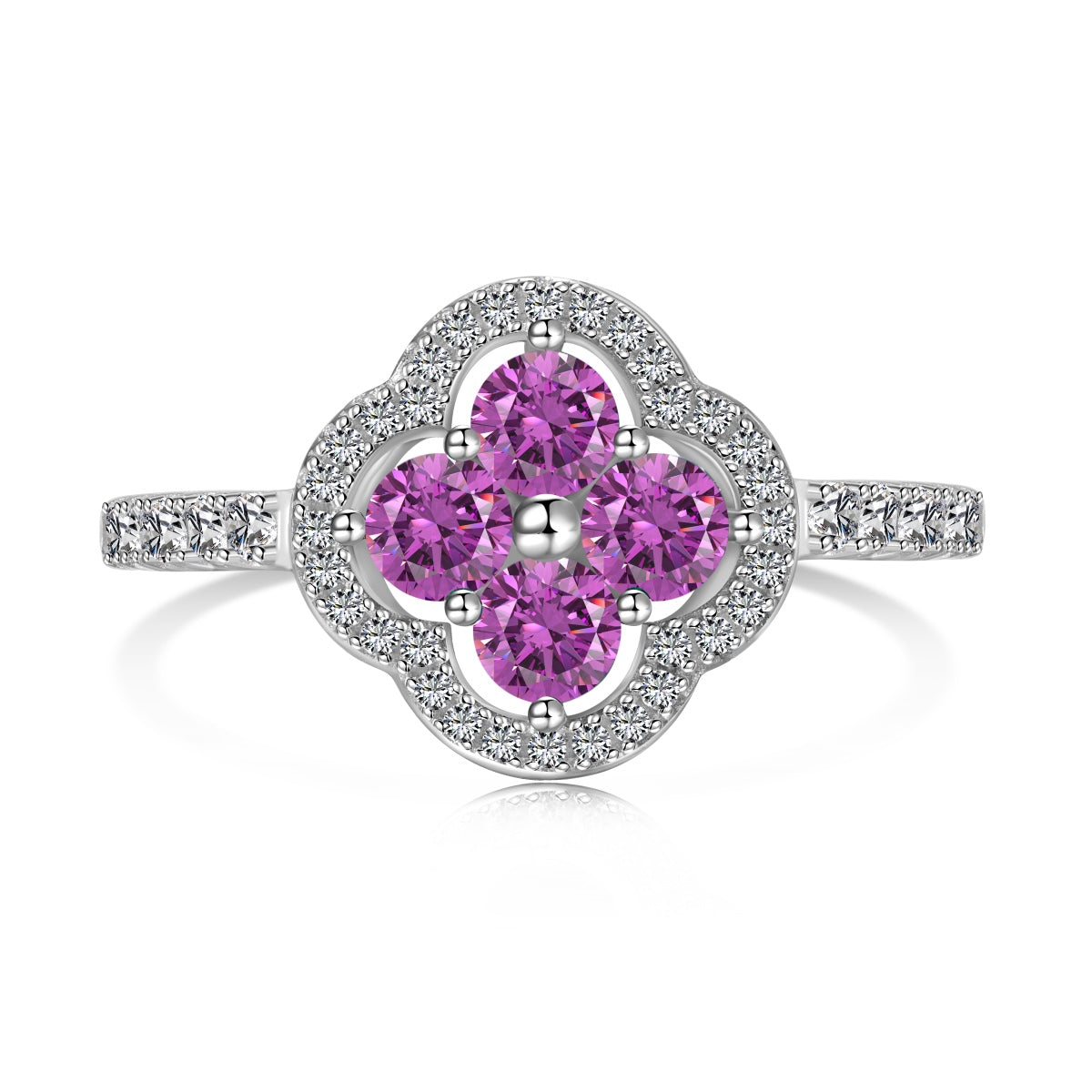 [Regalia Jewelry]Four Leaf Clover Flower Design Ring