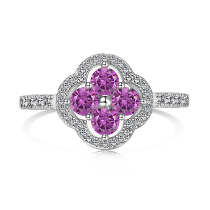 [Regalia Jewelry]Four Leaf Clover Flower Design Ring