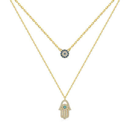[Regalia Jewelry]Demon Eye Hamsa Palm Necklace