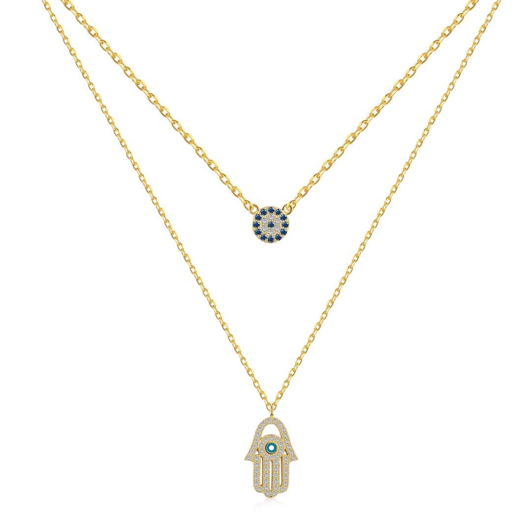 [Regalia Jewelry]Demon Eye Hamsa Palm Necklace
