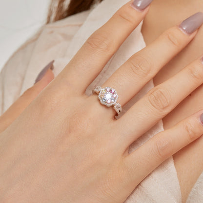 [Regalia Jewelry]Delicate Colorful Round Cut Flower Shape Wedding Ring