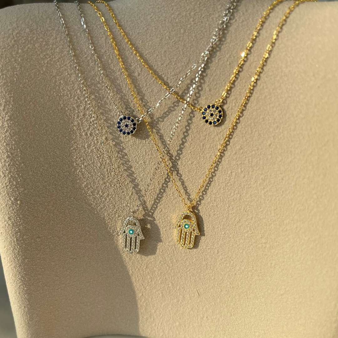 [Regalia Jewelry]Demon Eye Hamsa Palm Necklace