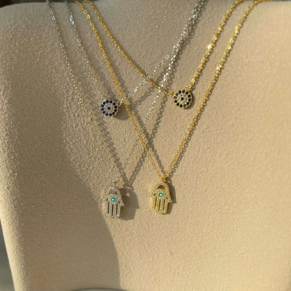 [Regalia Jewelry]Demon Eye Hamsa Palm Necklace