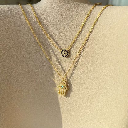 [Regalia Jewelry]Demon Eye Hamsa Palm Necklace