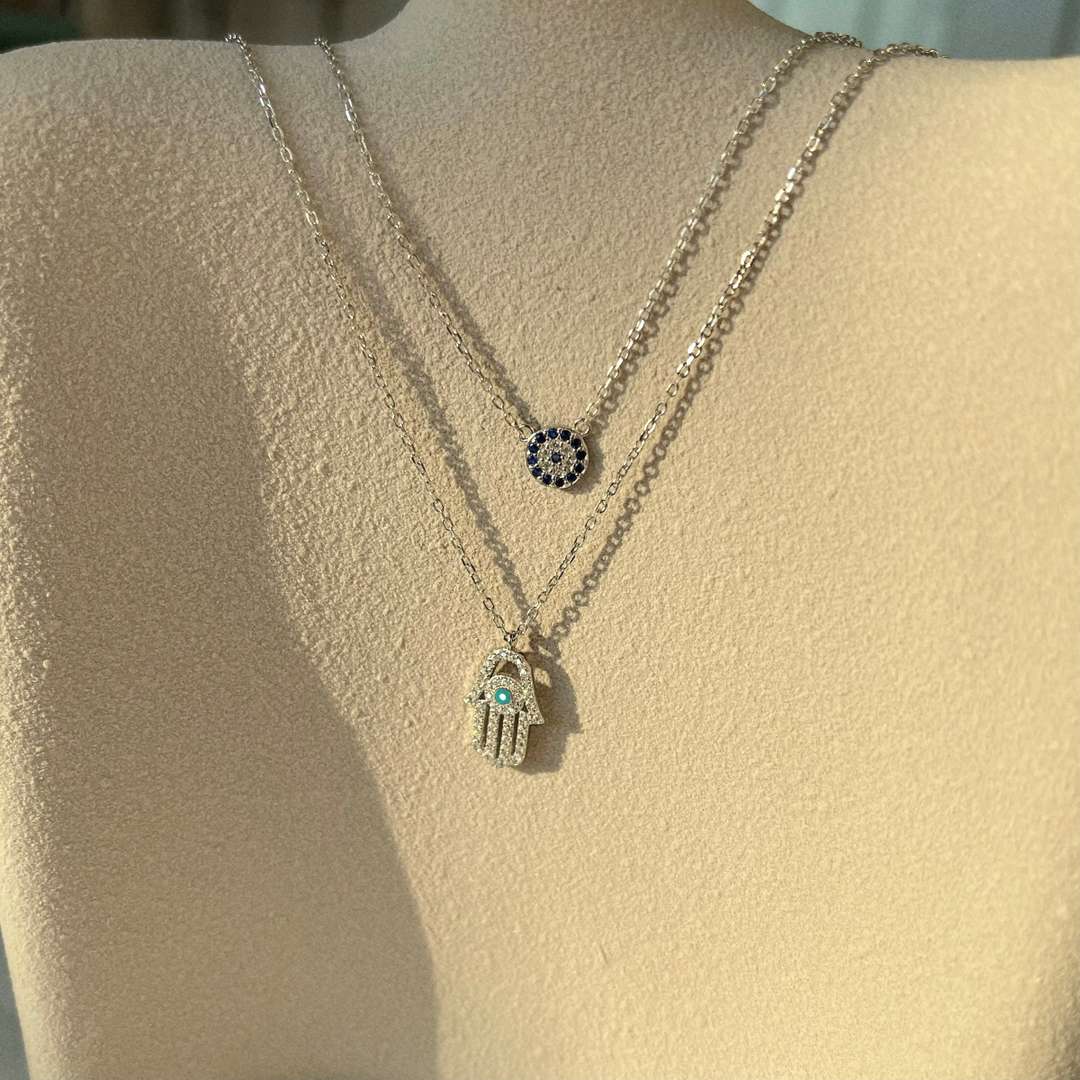 [Regalia Jewelry]Demon Eye Hamsa Palm Necklace