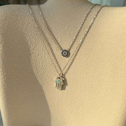 [Regalia Jewelry]Demon Eye Hamsa Palm Necklace