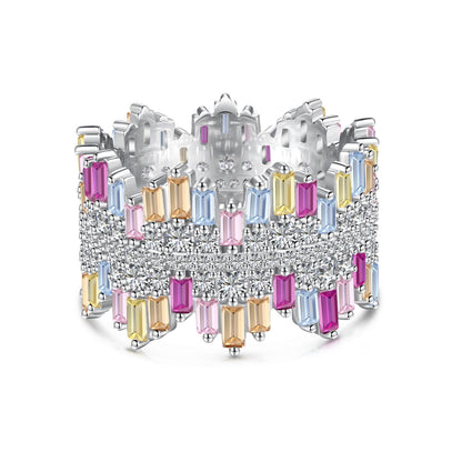[Regalia Jewelry]Luxurious Colorful Radiant Cut Daily Ring
