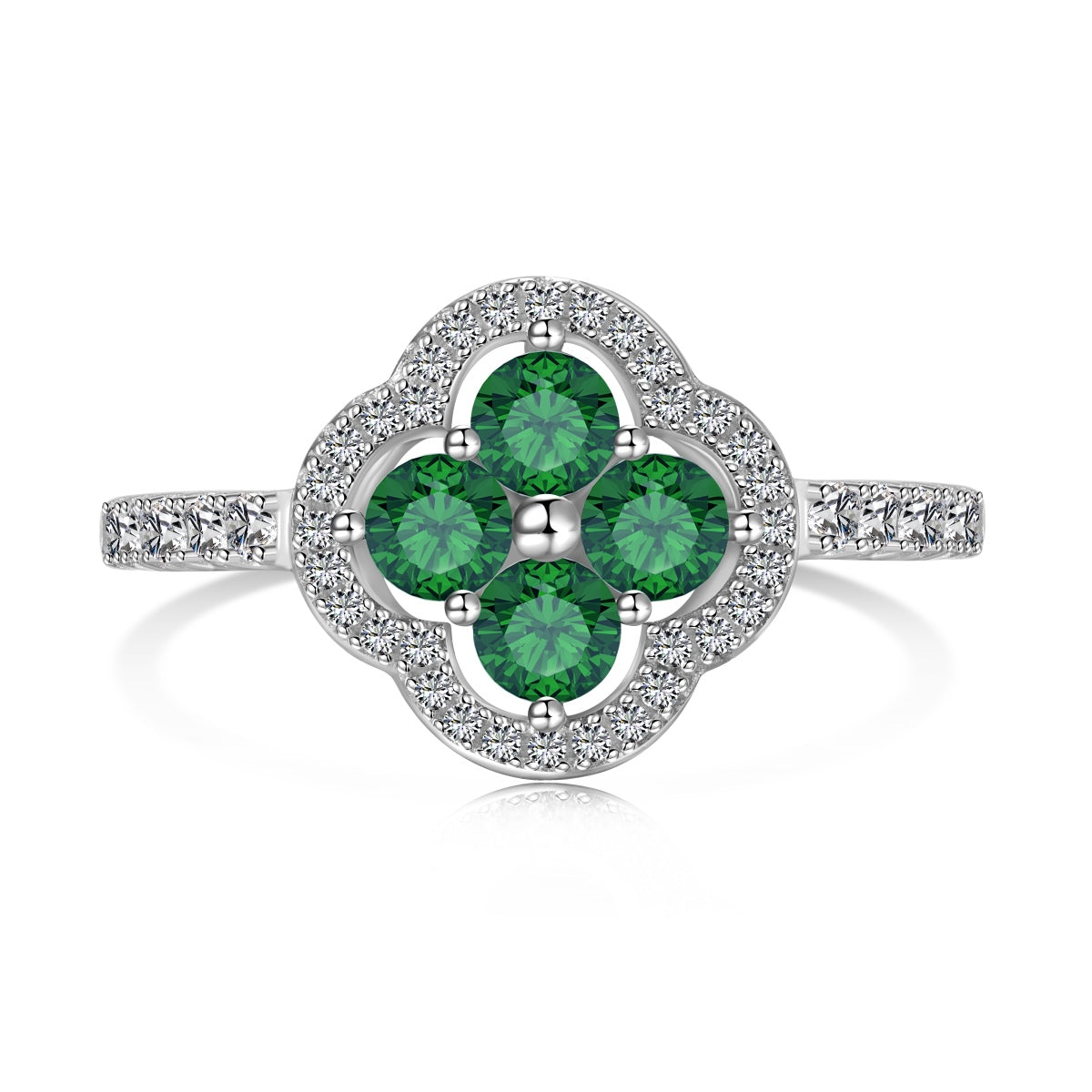 [Regalia Jewelry]Four Leaf Clover Flower Design Ring