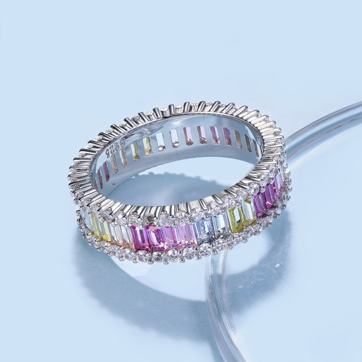 [Regalia Jewelry]Dainty Kaleidoscopic Emerald Cut Daily Ring
