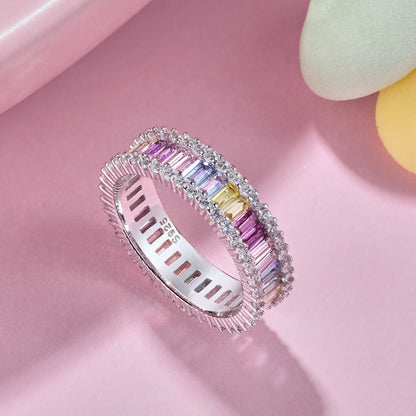 [Regalia Jewelry]Dainty Kaleidoscopic Emerald Cut Daily Ring