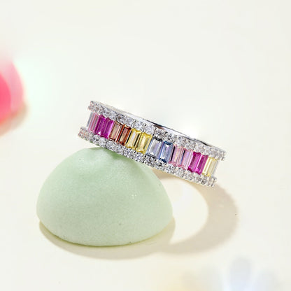 [Regalia Jewelry]Dainty Kaleidoscopic Emerald Cut Daily Ring