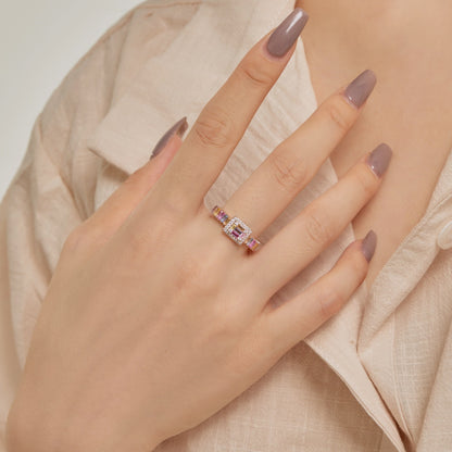 [Regalia Jewelry]Exquisite Colorful Radiant Cut Party Ring
