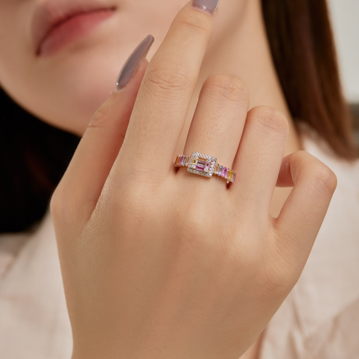 [Regalia Jewelry]Exquisite Colorful Radiant Cut Party Ring