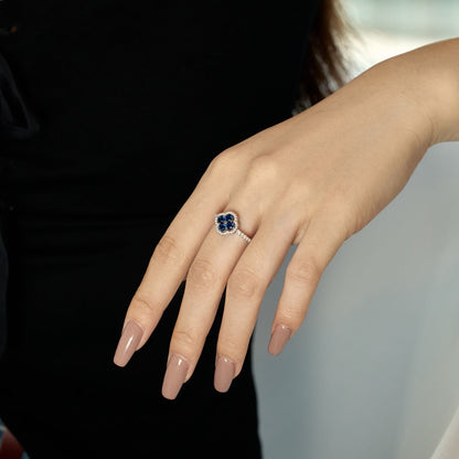 [Regalia Jewelry]Four Leaf Clover Flower Design Ring