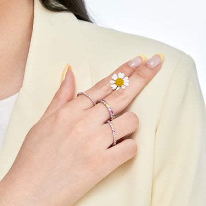 [Regalia Jewelry]Ornate Colorful Round Cut Tennis Ring