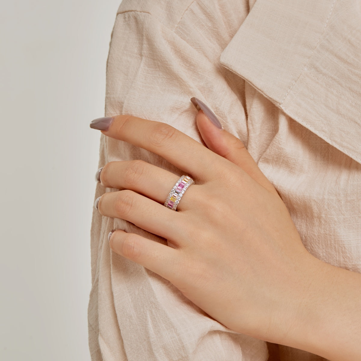 [Regalia Jewelry]Dainty Colorful Radiant Cut Daily Ring