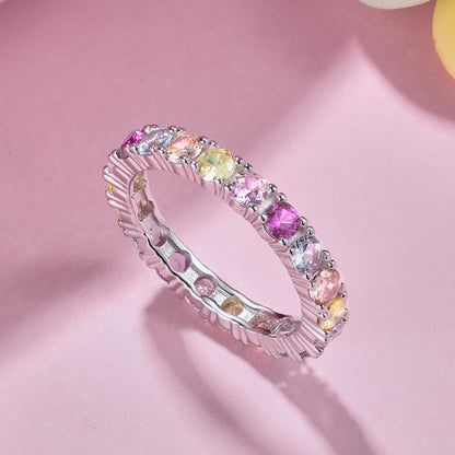 [Regalia Jewelry]Dazzling Lustrous Round Cut Tennis Ring