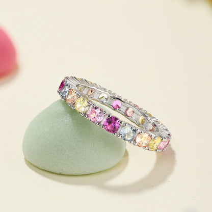 [Regalia Jewelry]Dazzling Lustrous Round Cut Tennis Ring